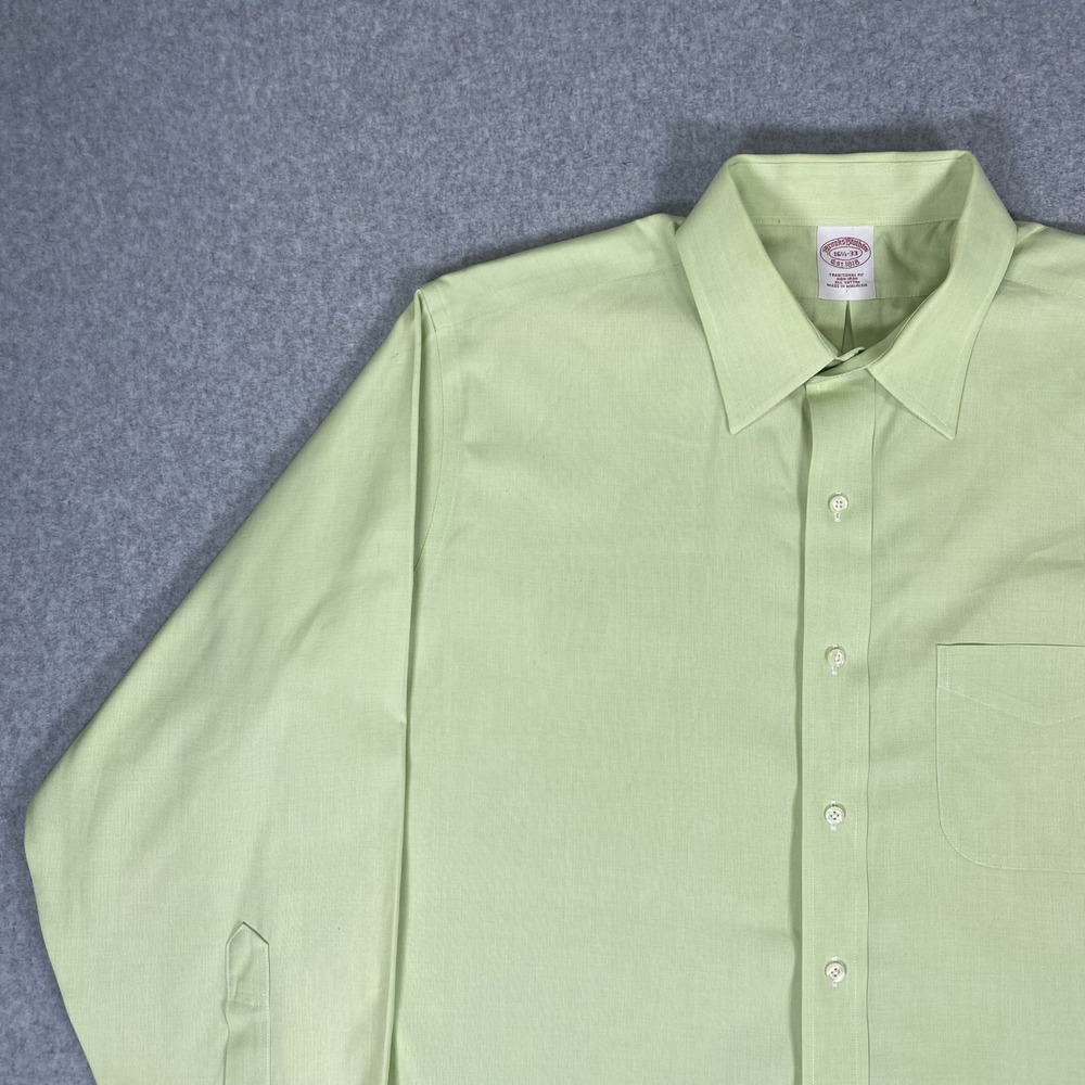 Brooks Brothers Button Down Shirt Mens 16.5-33 Yellow Traditional Fit Non-Iron - Picture 2 of 16